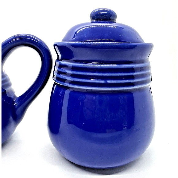 Test Rite International Cobalt Blue Stoneware Sugar & Creamer‎ set - Picture 3 of 11